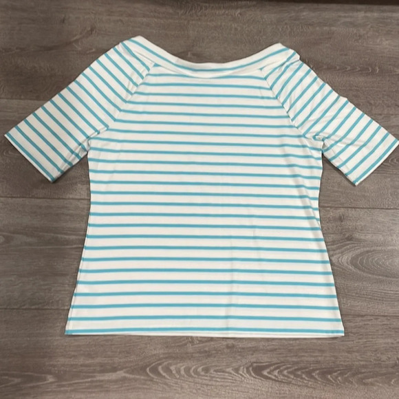 Talbots Striped Boat Neck Half Sleeve Top M - Picture 10 of 10
